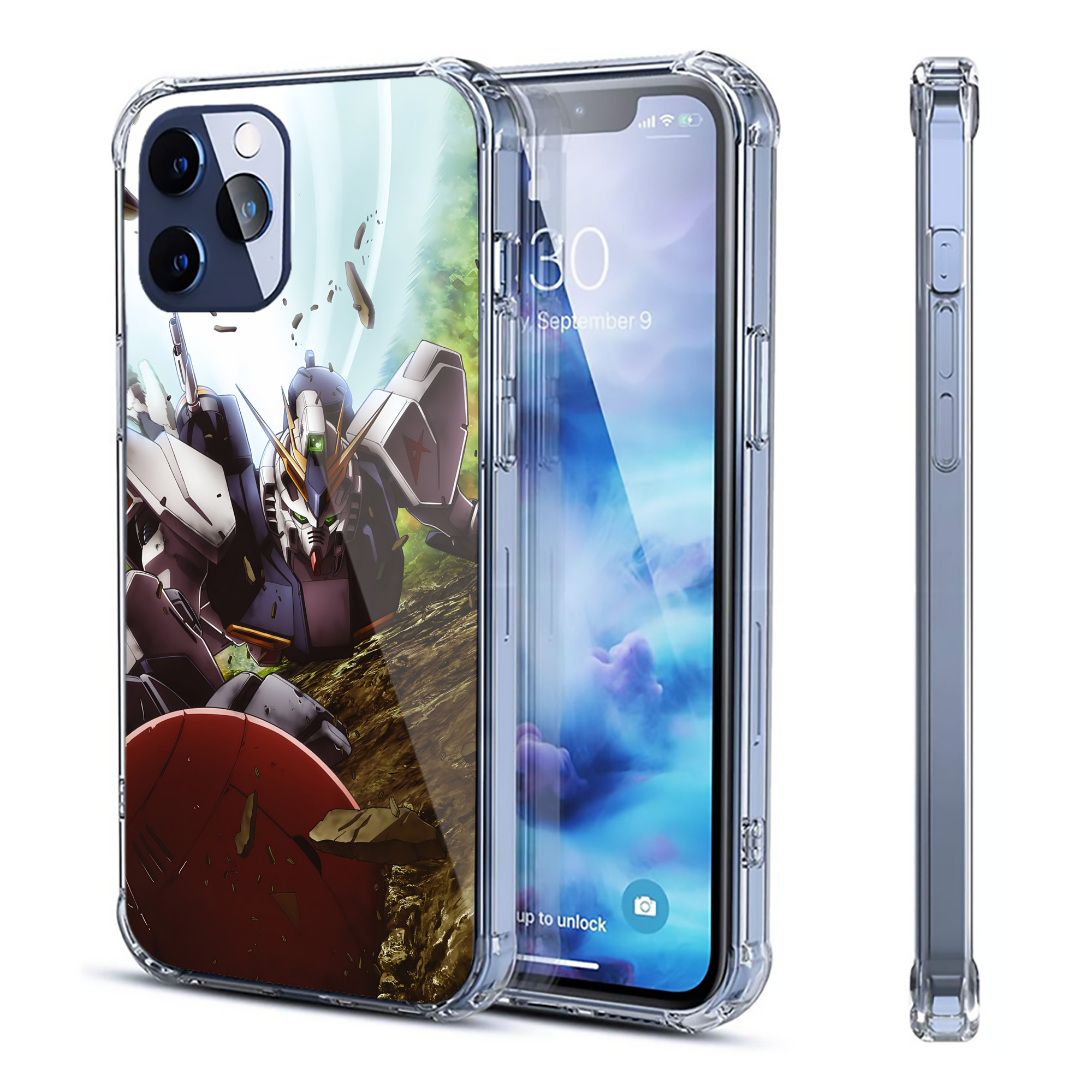 （画像用） 機動戦士ガンダム Mobile Suit Gundam 【iPhone 12シリーズ対応】透明スマホケース（クリアソフトケース）